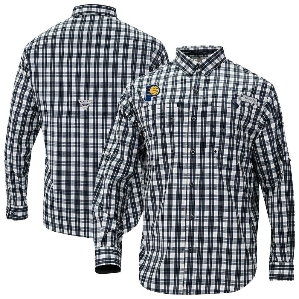 Columbia Indiana Pacers Super Tamiami Omni-Shade Long Sleeve Button-Down Shirt Navy