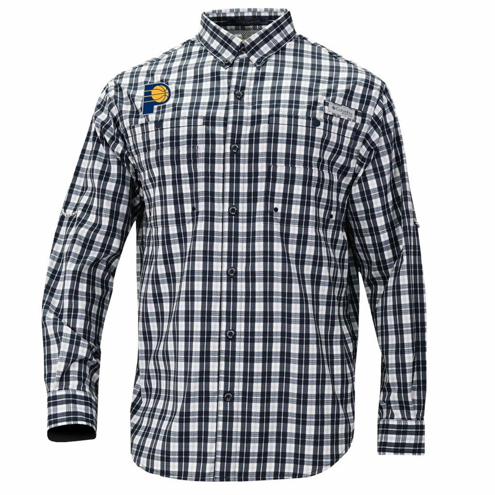 Columbia Indiana Pacers Super Tamiami Omni-Shade Long Sleeve Button-Down Shirt Navy
