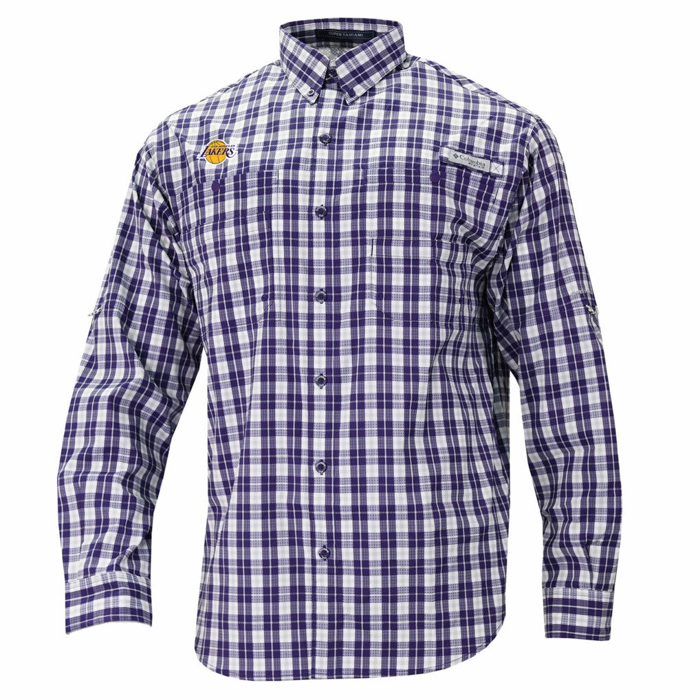 Columbia Los Angeles Lakers Super Tamiami Omni-Shade Long Sleeve Button-Down Shirt Purple