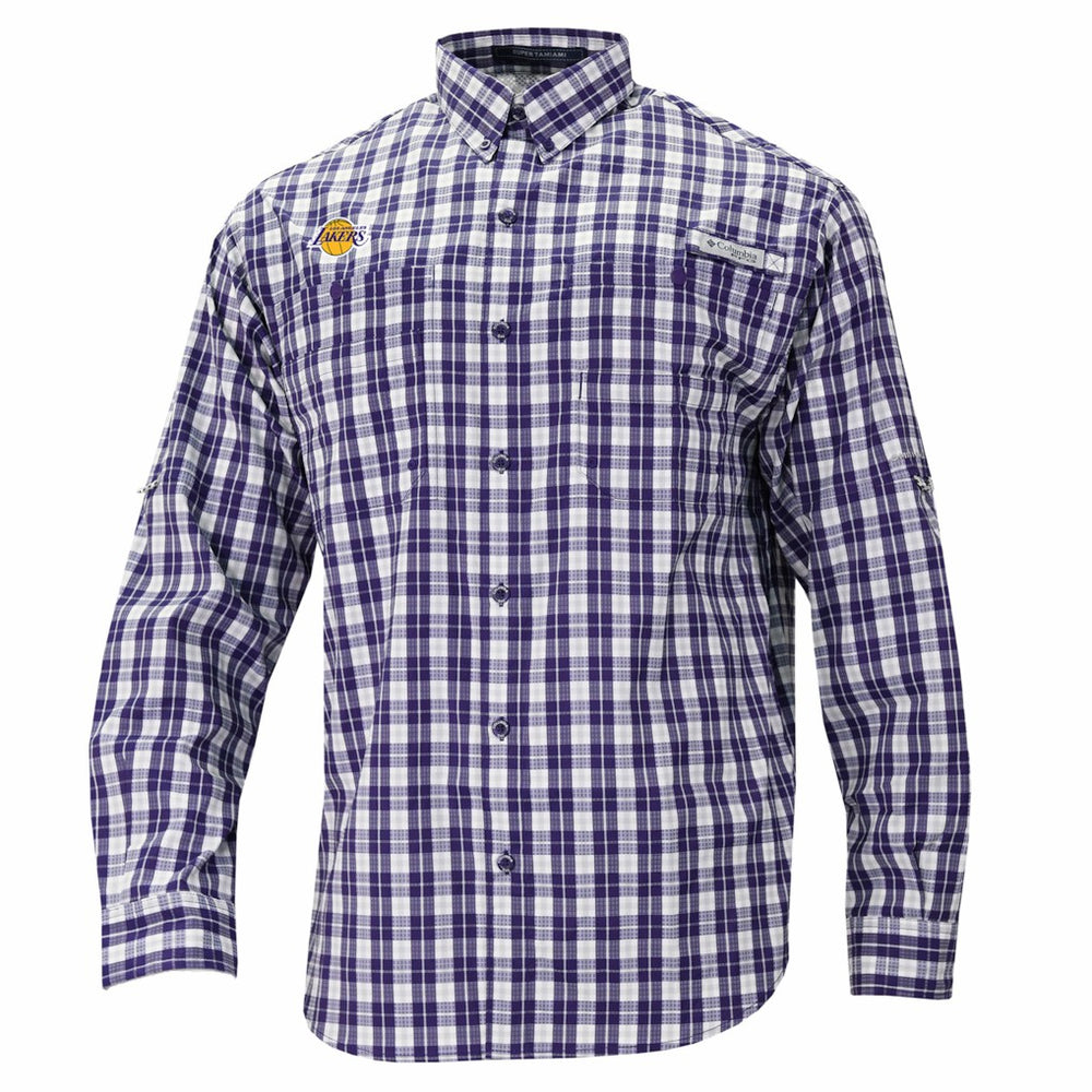 Columbia Los Angeles Lakers Super Tamiami Omni-Shade Long Sleeve Button-Down Shirt Purple