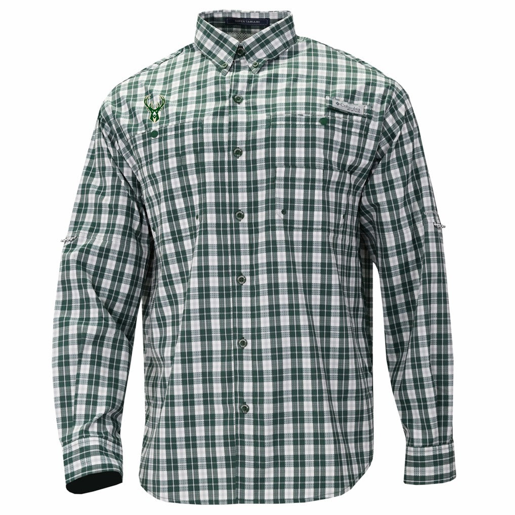 Columbia Milwaukee Bucks Super Tamiami Omni-Shade Long Sleeve Button-Down Shirt Green