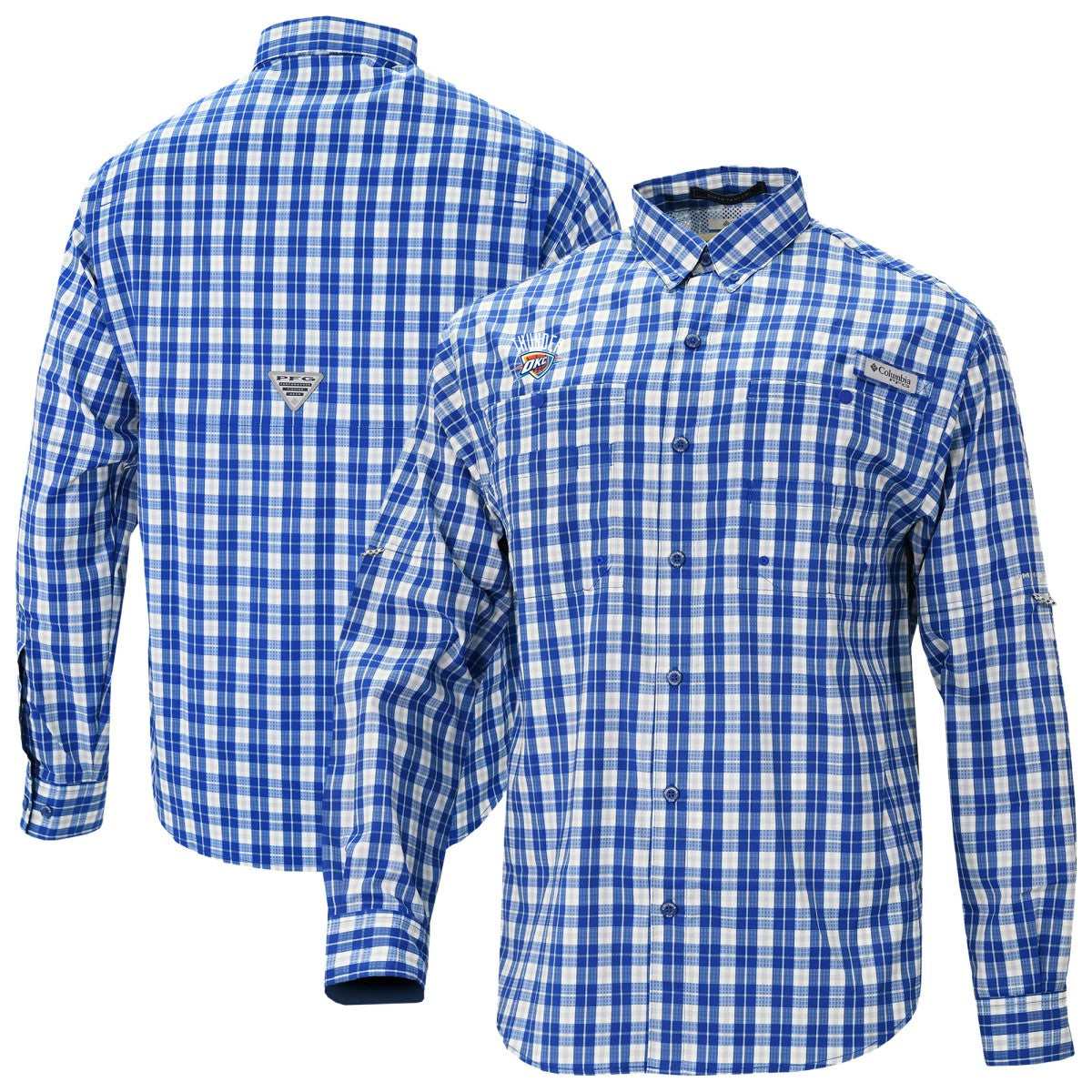Columbia Oklahoma City Thunder Super Tamiami Omni-Shade Long Sleeve Button-Down Shirt Blue
