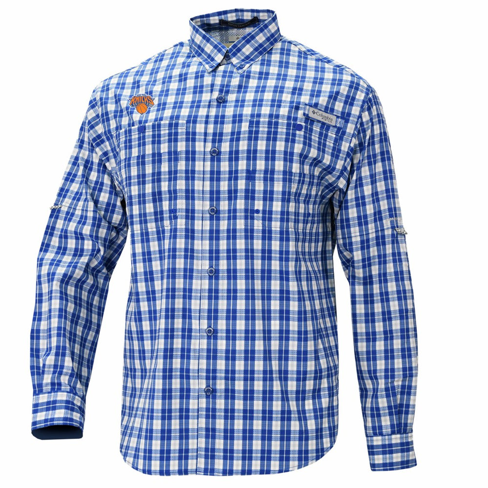 Columbia New York Knicks Super Tamiami Omni-Shade Long Sleeve Button-Down Shirt Blue