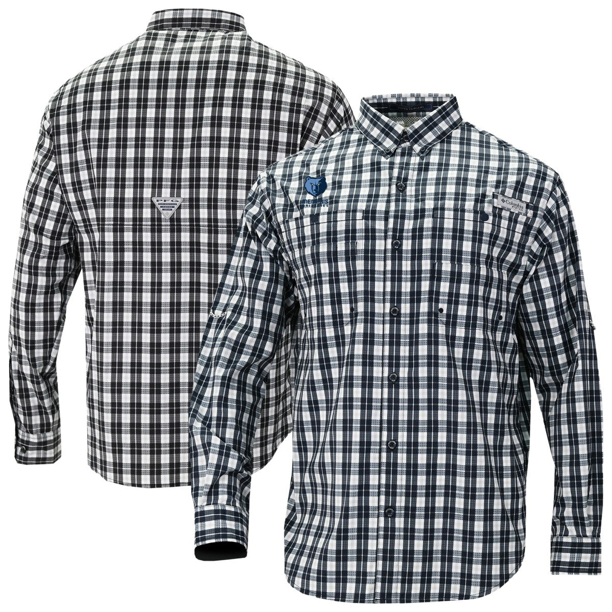 Columbia Memphis Grizzlies Super Tamiami Omni-Shade Long Sleeve Button-Down Shirt Navy