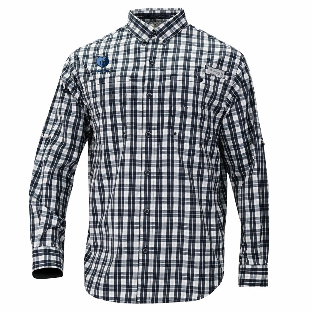 Columbia Memphis Grizzlies Super Tamiami Omni-Shade Long Sleeve Button-Down Shirt Navy