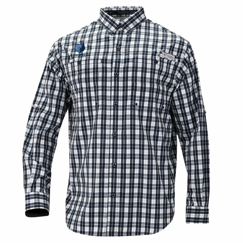 Columbia Memphis Grizzlies Super Tamiami Omni-Shade Long Sleeve Button-Down Shirt Navy