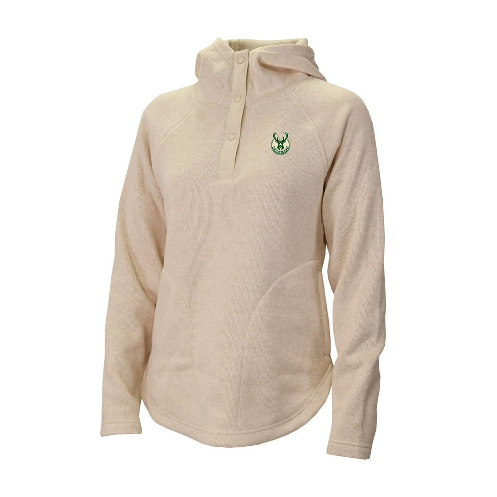Columbia Milwaukee Bucks Women's Sweater Weather Quarter-Snap Hoodie Cream