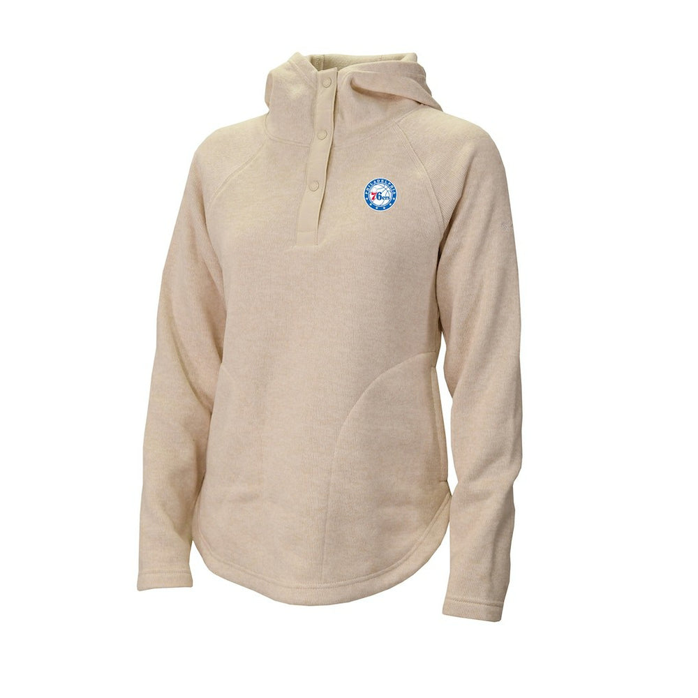 Columbia Philadelphia 76ers Women's Sweater Weather Quarter-Snap Hoodie Cream