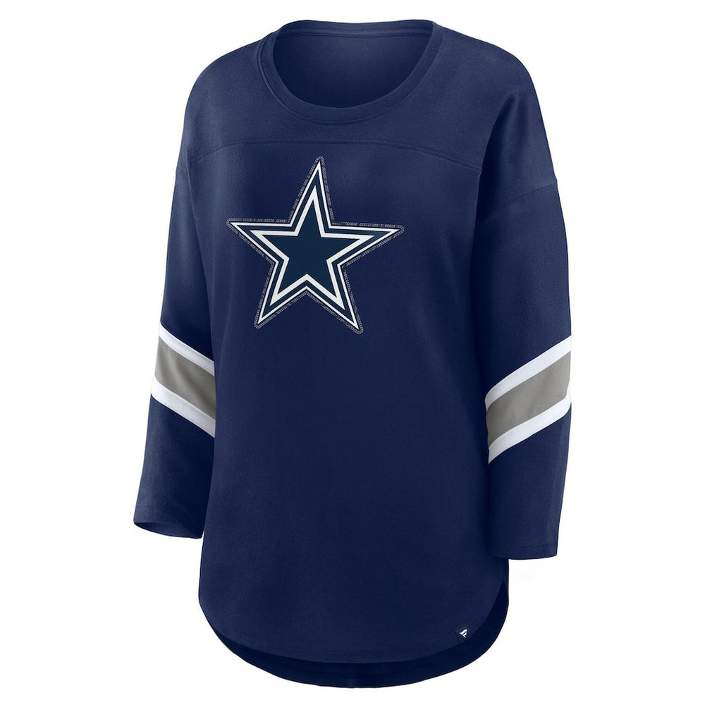 Dallas Cowboys Women's Redzone Bling 3/4-Sleeve T-Shirt - Navy - Fanatics