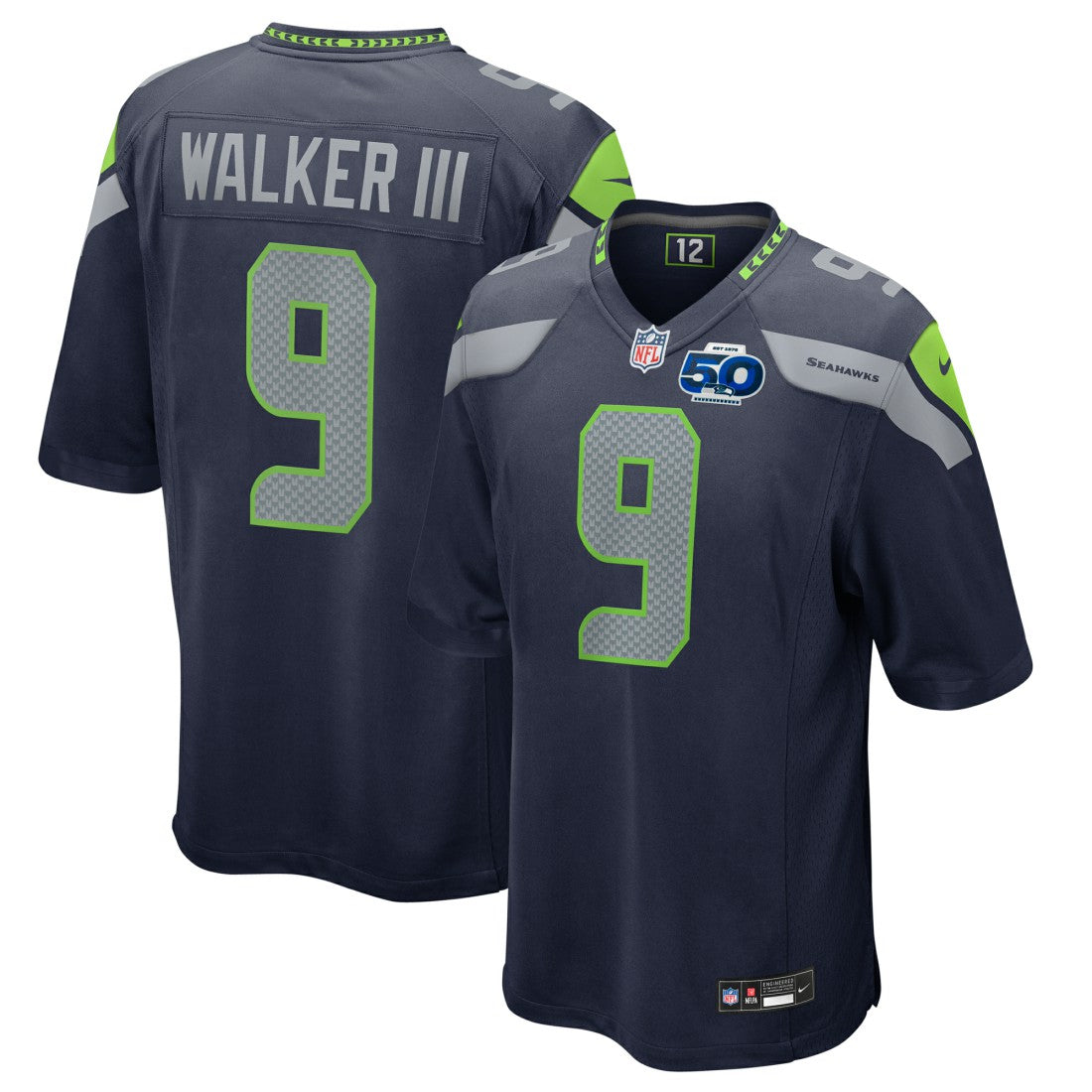 Kenneth Walker III Seattle Seahawks 50th Season Game Jersey - College Navy - Nike