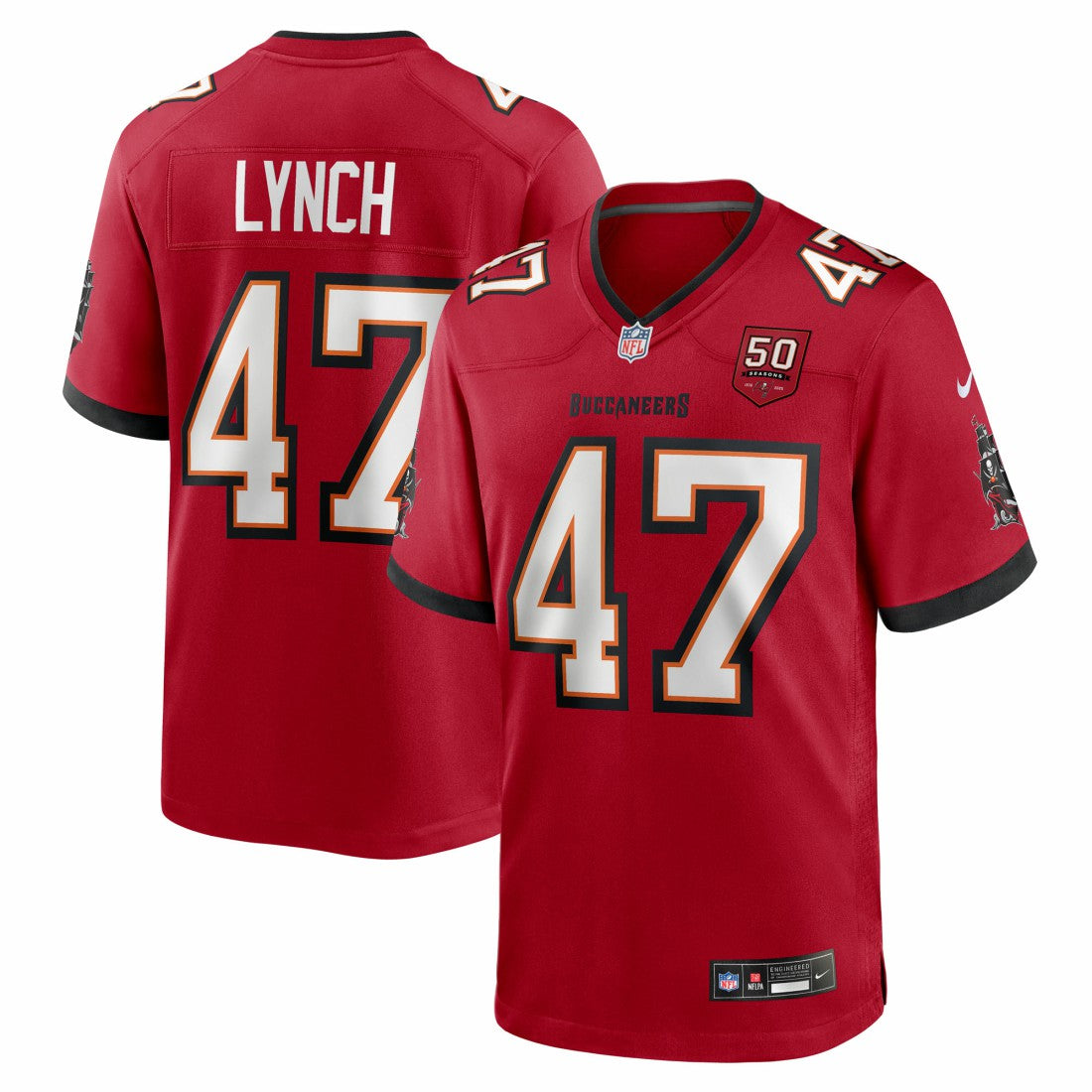 John Lynch Tampa Bay Buccaneers 50th Anniversary Team Game Jersey - Red - Nike