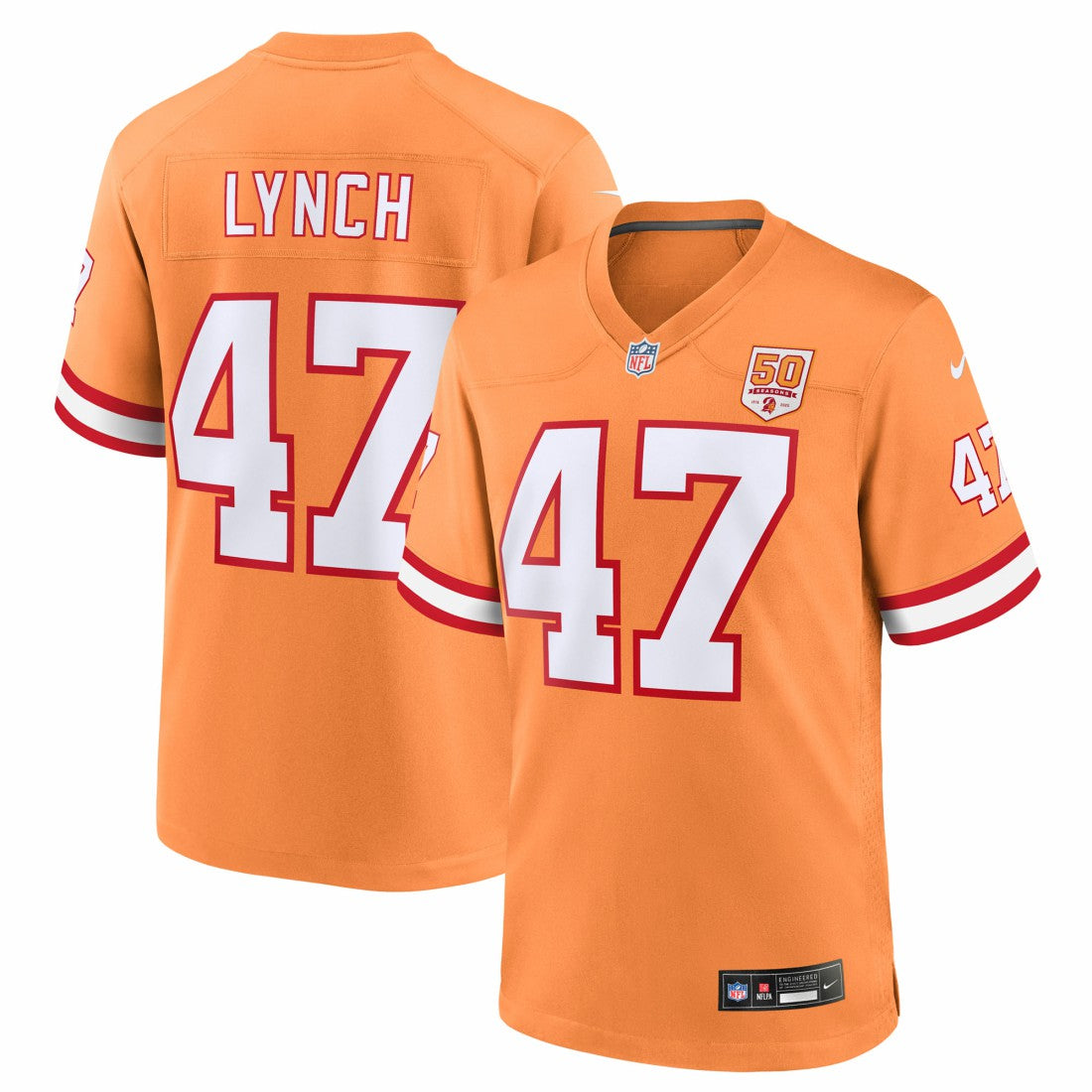 John Lynch Tampa Bay Buccaneers 50th Season Game Jersey - Creamsicle - Nike