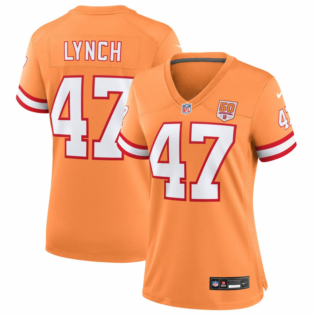 John Lynch Tampa Bay Buccaneers Women's 50th Season Game Jersey - Creamsicle - Nike