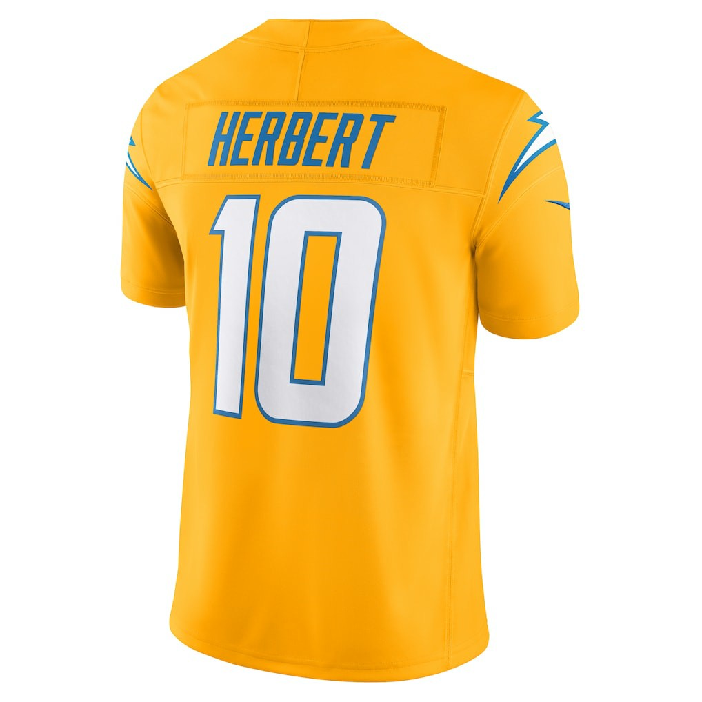 Justin Herbert Los Angeles Chargers Alternate Charger Power Vapor F.U.S.E. Limited Jersey - Gold - Nike