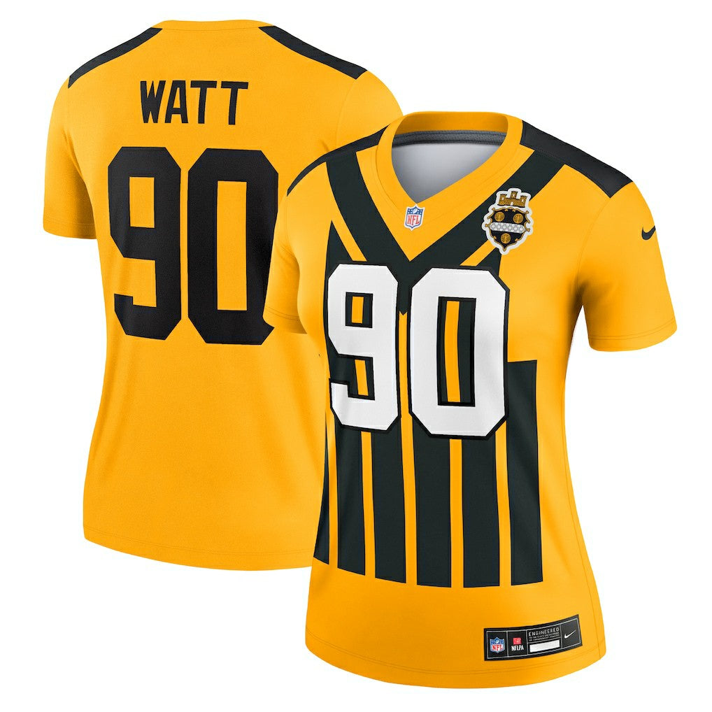 T.J. Watt Pittsburgh Steelers Women's Alternate 1933 Throwback Legend Player Performance Top - Gold - Nike