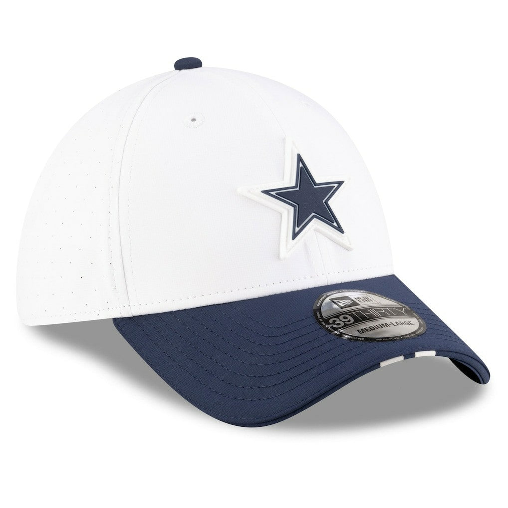 Dallas Cowboys New Era 2025 NFL Training Camp 39THIRTY Flex Hat - White/Navy - NFL