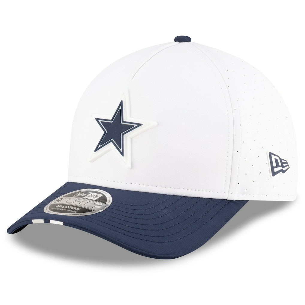 Dallas Cowboys New Era Youth 2025 NFL Training Camp A-Frame 9FORTY Adjustable Hat - White/Navy - NFL
