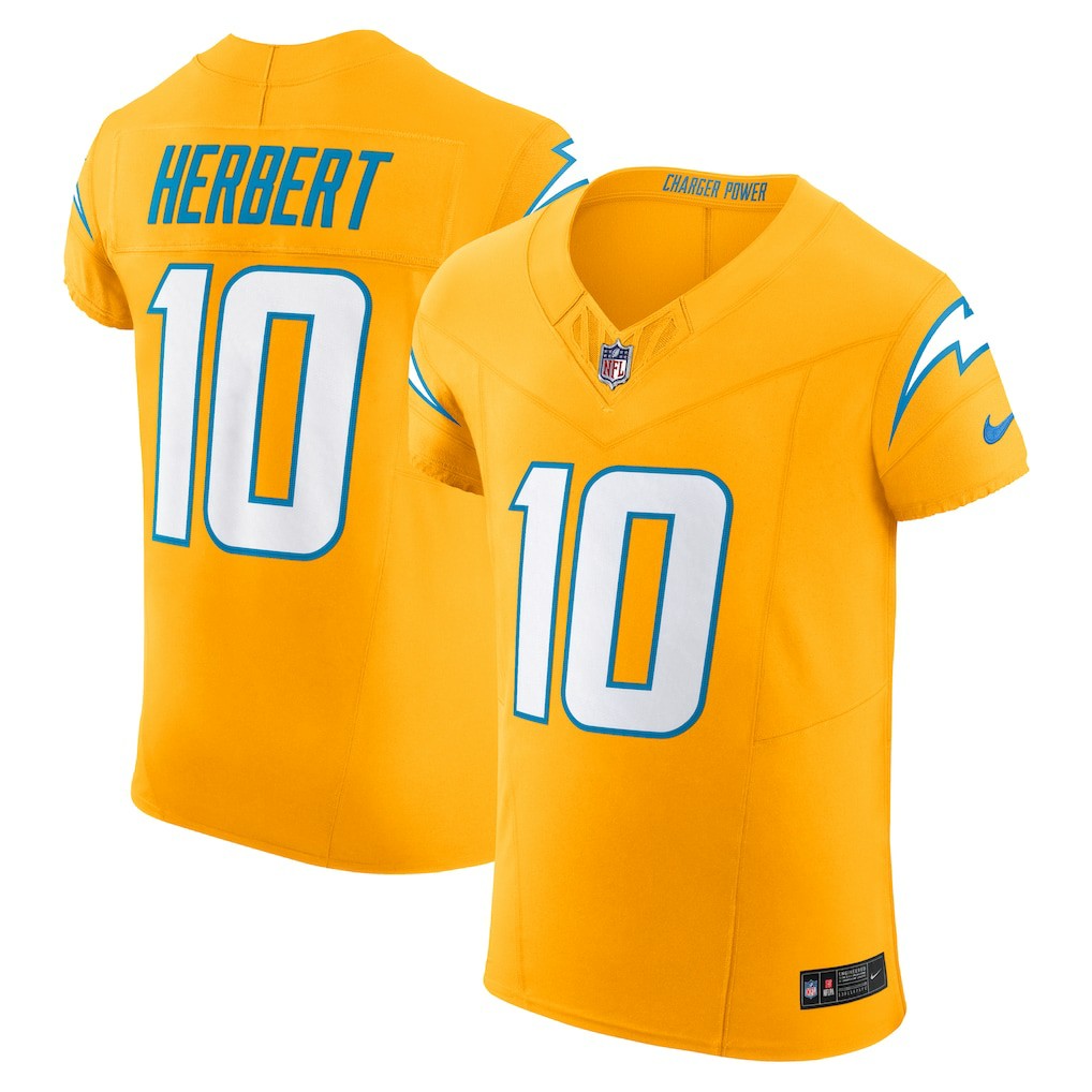 Justin Herbert Los Angeles Chargers Alternate Charger Power Vapor F.U.S.E. Elite Jersey - Gold - Nike