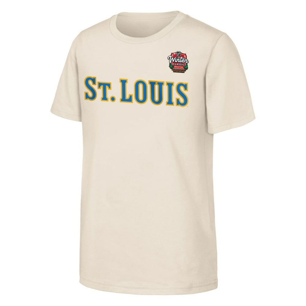 St. Louis Blues Youth 2025 NHL Winter Classic Primary Logo T-Shirt - Tan | NHL Clearance