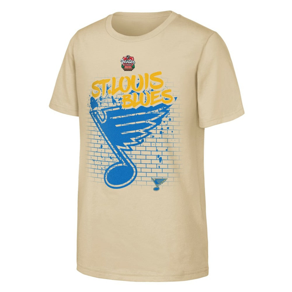 St. Louis Blues Youth 2025 NHL Winter Classic Street Art T-Shirt - Tan | NHL Clearance