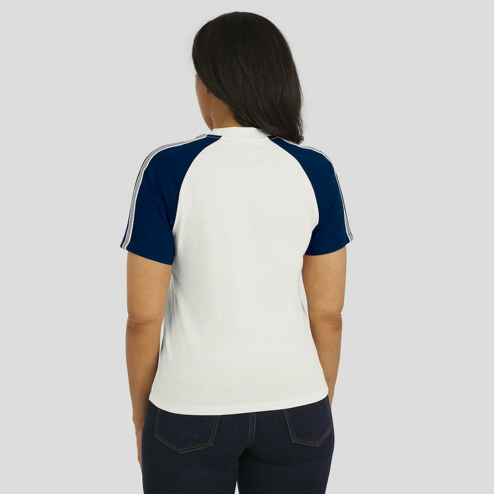 Dallas Cowboys WEAR by Erin Andrews Women's Sleeve Stripe Distressed Raglan T-Shirt - White - NFL