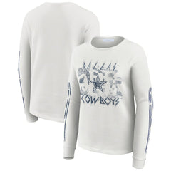 Dallas Cowboys WEAR by Erin Andrews Women's Graphic Waffle Long-Sleeve T-Shirt - White - NFL