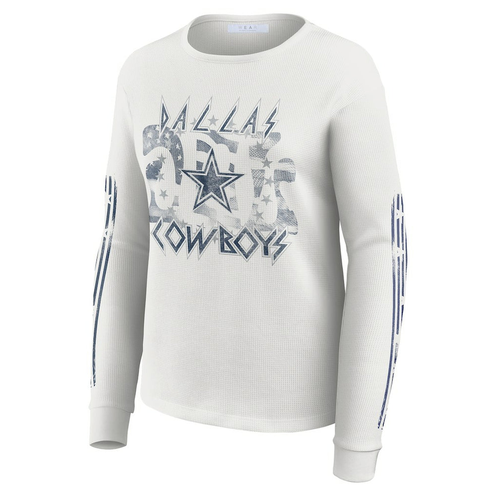 Dallas Cowboys WEAR by Erin Andrews Women's Graphic Waffle Long-Sleeve T-Shirt - White - NFL