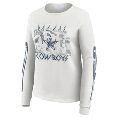 Dallas Cowboys WEAR by Erin Andrews Women's Graphic Waffle Long-Sleeve T-Shirt - White - NFL