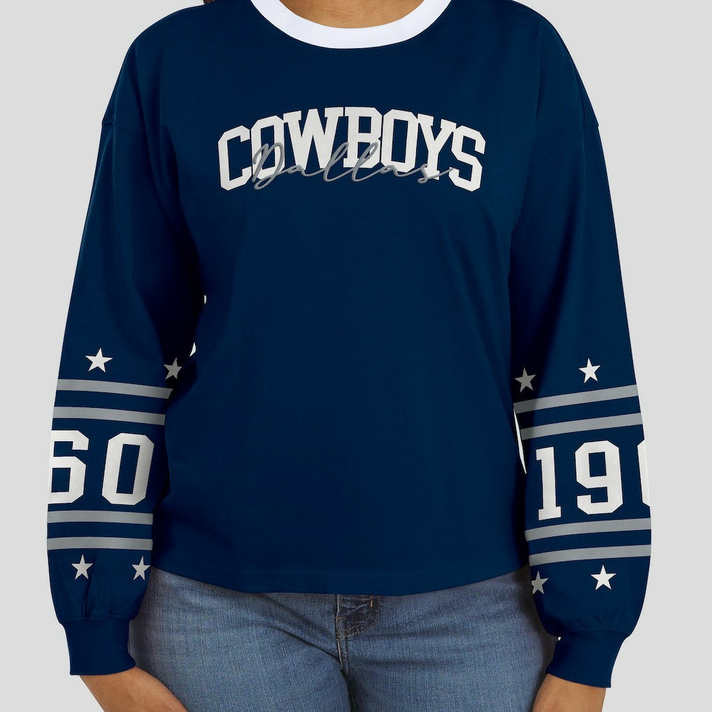 Dallas Cowboys WEAR by Erin Andrews Women's Sport Long-Sleeve T-Shirt - Navy - NFL
