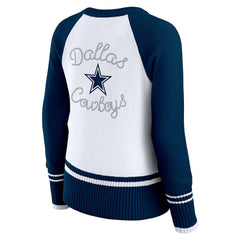 Dallas Cowboys WEAR by Erin Andrews Women's Colorblock Raglan Sweater - White/Navy - NFL
