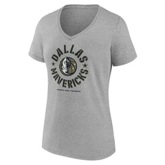 Dallas Mavericks Women's Hoops for Troops V-Neck T-Shirt Heather Gray