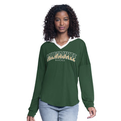 Milwaukee Bucks G-III 4Her by Carl Banks Women's Bench Player Oversized Long Sleeve Hooded Top Hunter Green