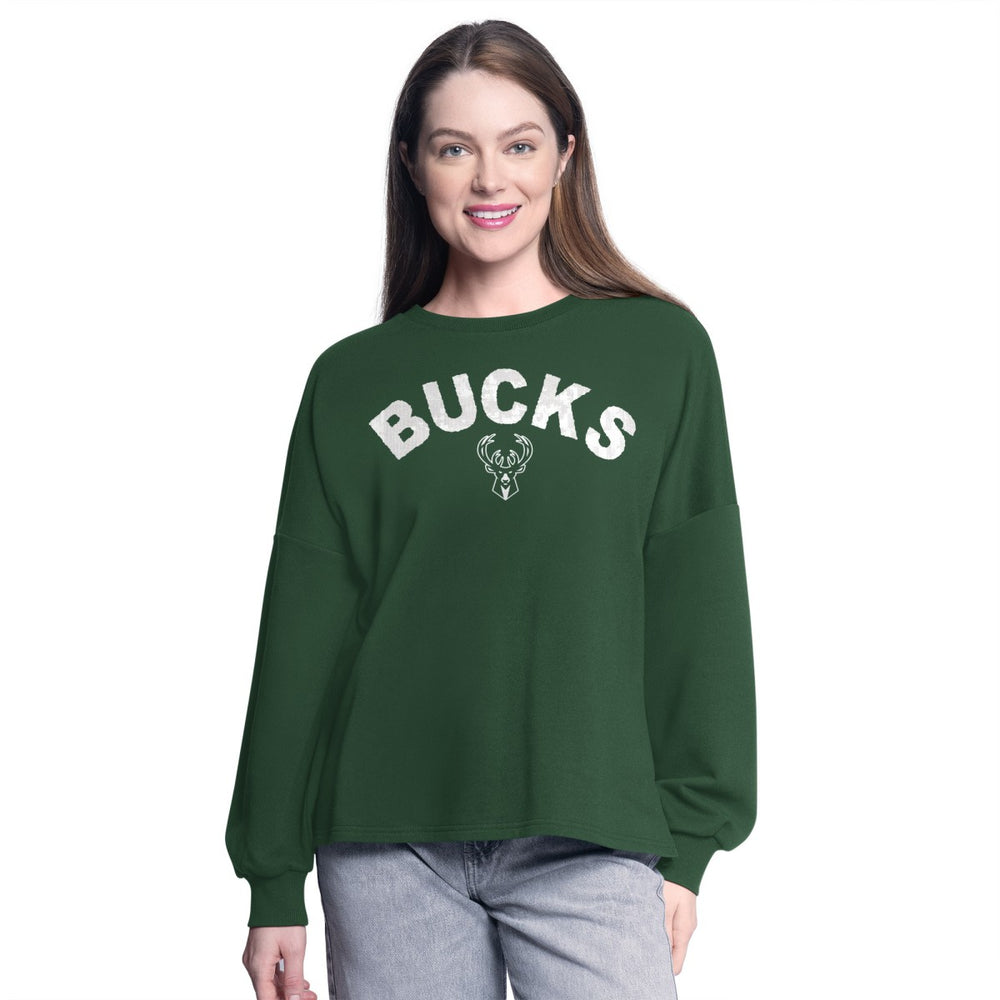 Milwaukee Bucks G-III 4Her by Carl Banks Women's Athletic Pullover Sweatshirt Hunter Green
