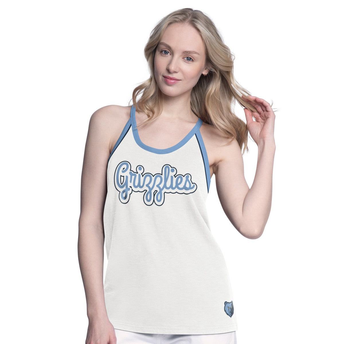 Memphis Grizzlies G-III 4Her by Carl Banks Women's Curveball Racerback Scoop Neck Slub Tank Top White