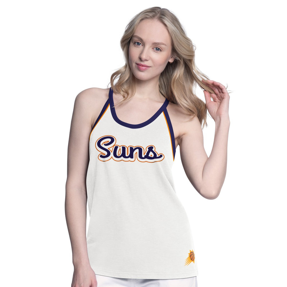 Phoenix Suns G-III 4Her by Carl Banks Women's Curveball Racerback Scoop Neck Slub Tank Top White