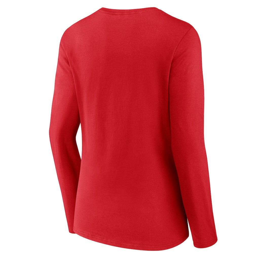 Kansas City Chiefs Women's Primary Logo Long Sleeve V-Neck T-Shirt - Red - NFL