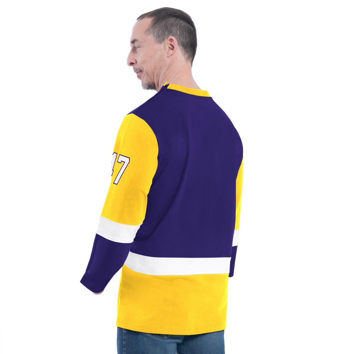 Los Angeles Lakers G-III Sports by Carl Banks Adaptive Rugby Long Sleeve Top Purple