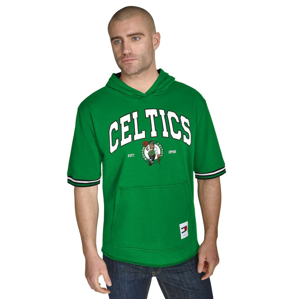Boston Celtics Tommy Jeans Paul French Terry Short Sleeve Pullover Hoodie Kelly Green