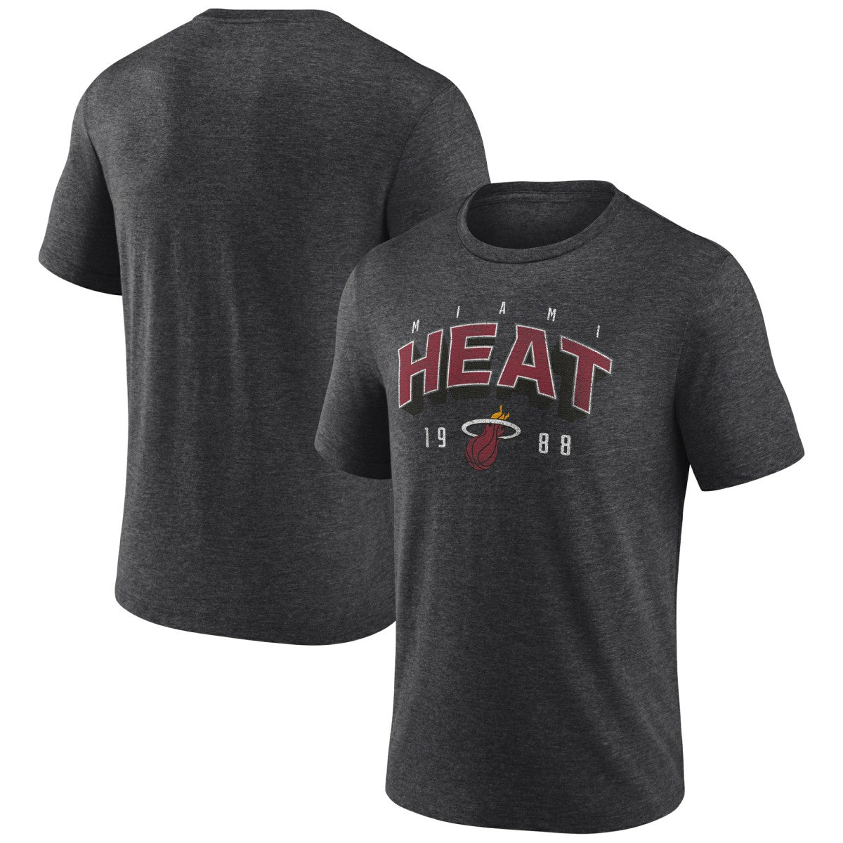 Miami Heat Backboard Tri-Blend T-Shirt Charcoal