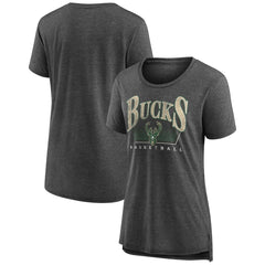 Milwaukee Bucks Women's Selection Tri-Blend T-Shirt Gray