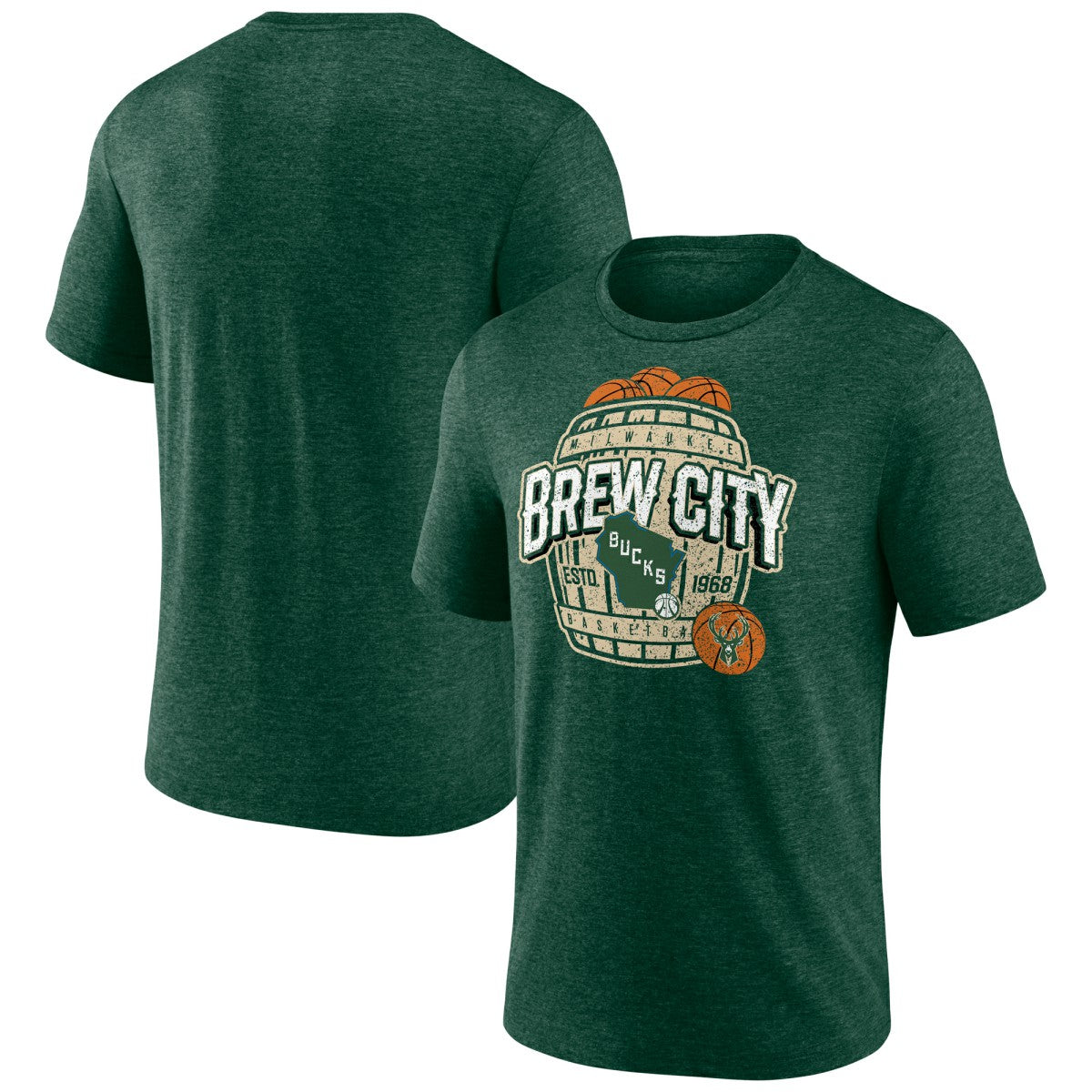 Milwaukee Bucks Announcer Tri-Blend T-Shirt Hunter Green