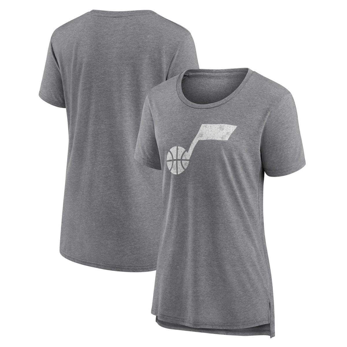 Utah Jazz Women's Distressed Logo Tri-Blend T-Shirt Gray