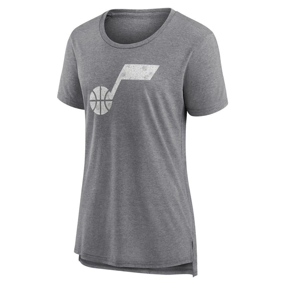 Utah Jazz Women's Distressed Logo Tri-Blend T-Shirt Gray