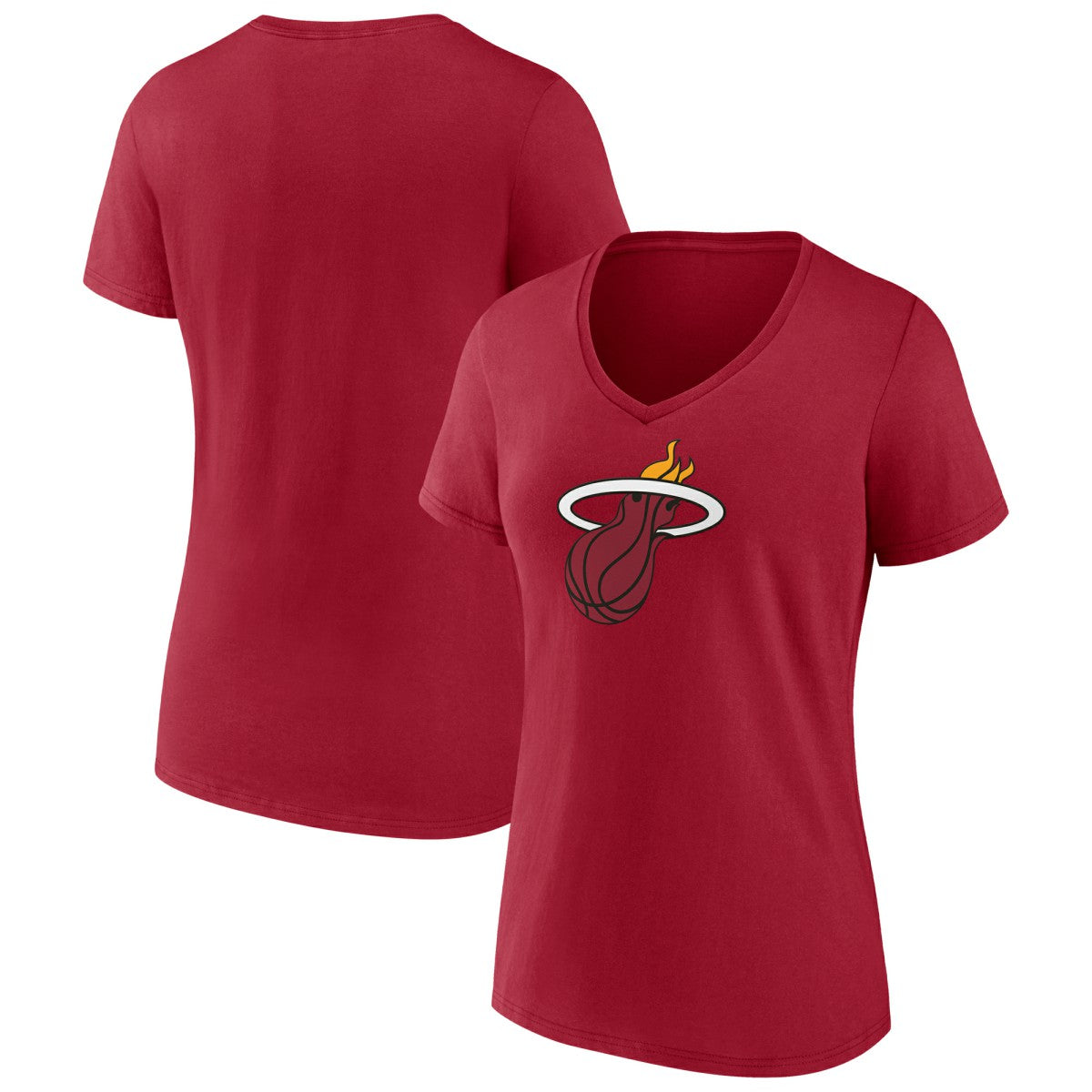 Miami Heat Women's Primary Logo V-Neck T-Shirt Red