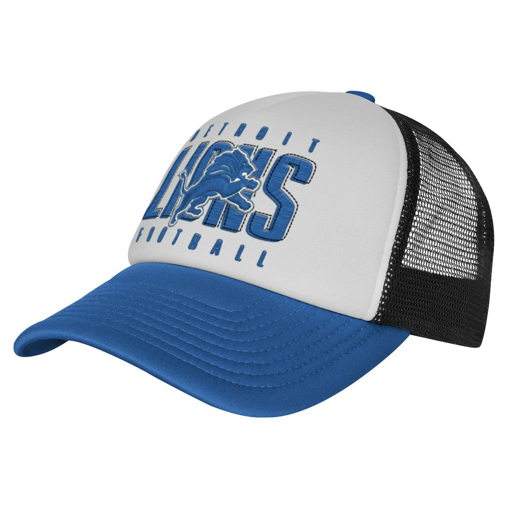 Detroit Lions Youth Essentials Trucker Adjustable Hat - White/Blue - NFL