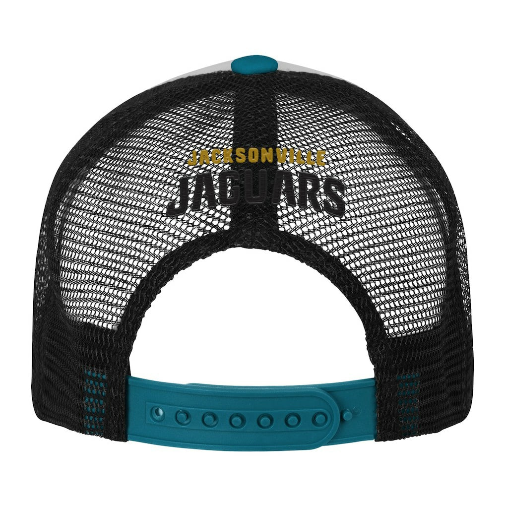 Jacksonville Jaguars Youth Essentials Trucker Adjustable Hat - White/Teal - NFL