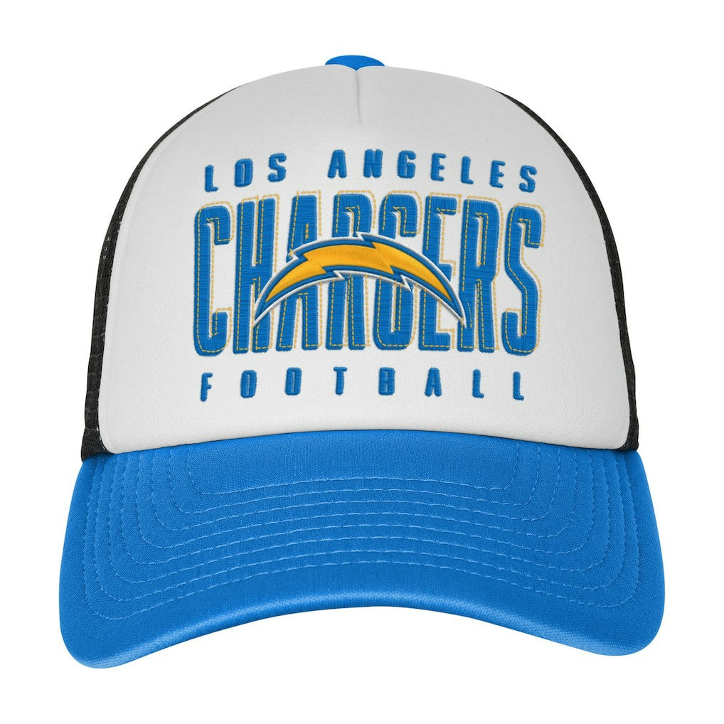 Los Angeles Chargers Youth Essentials Trucker Adjustable Hat - White/Powder Blue - NFL
