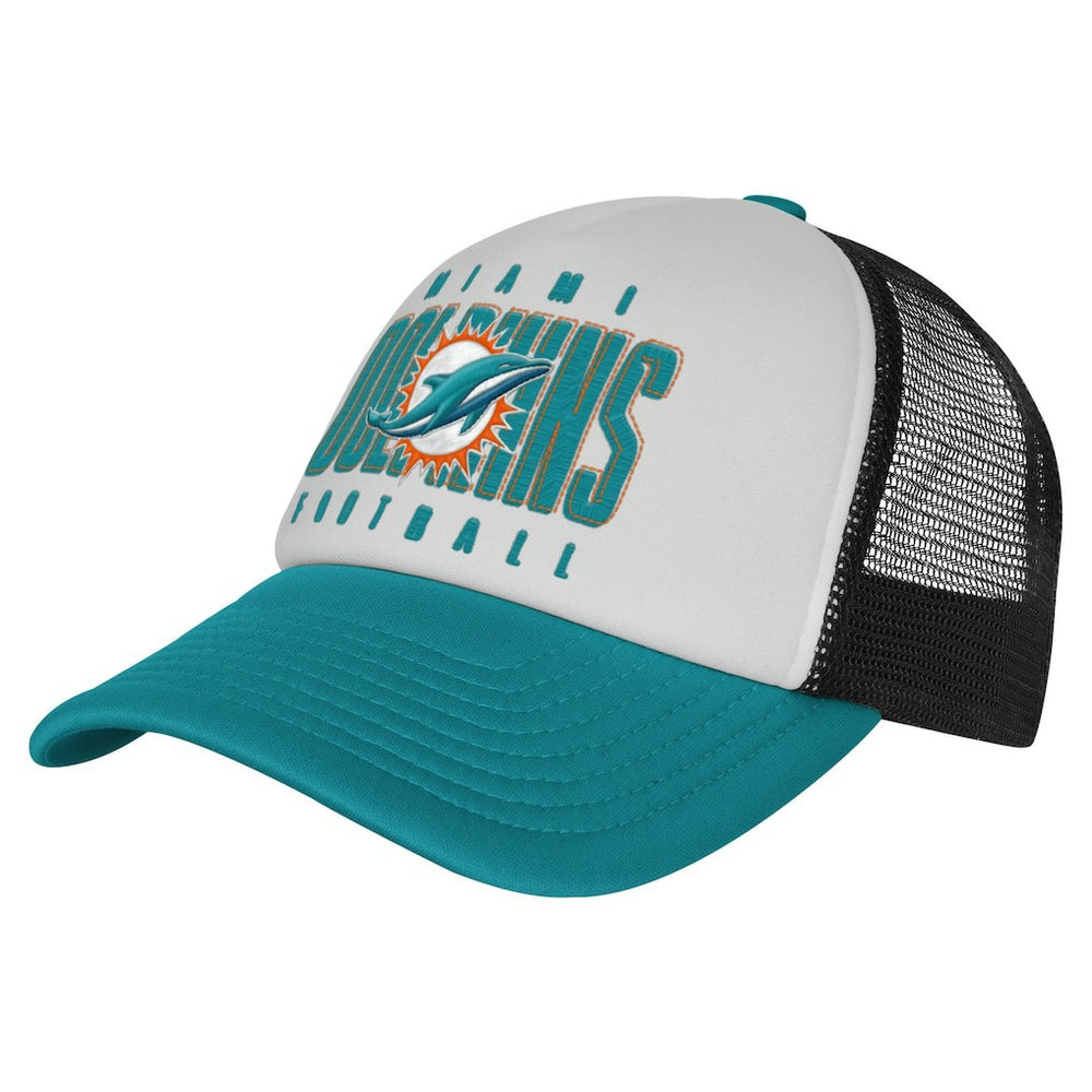 Miami Dolphins Youth Essentials Trucker Adjustable Hat - White/Aqua - NFL