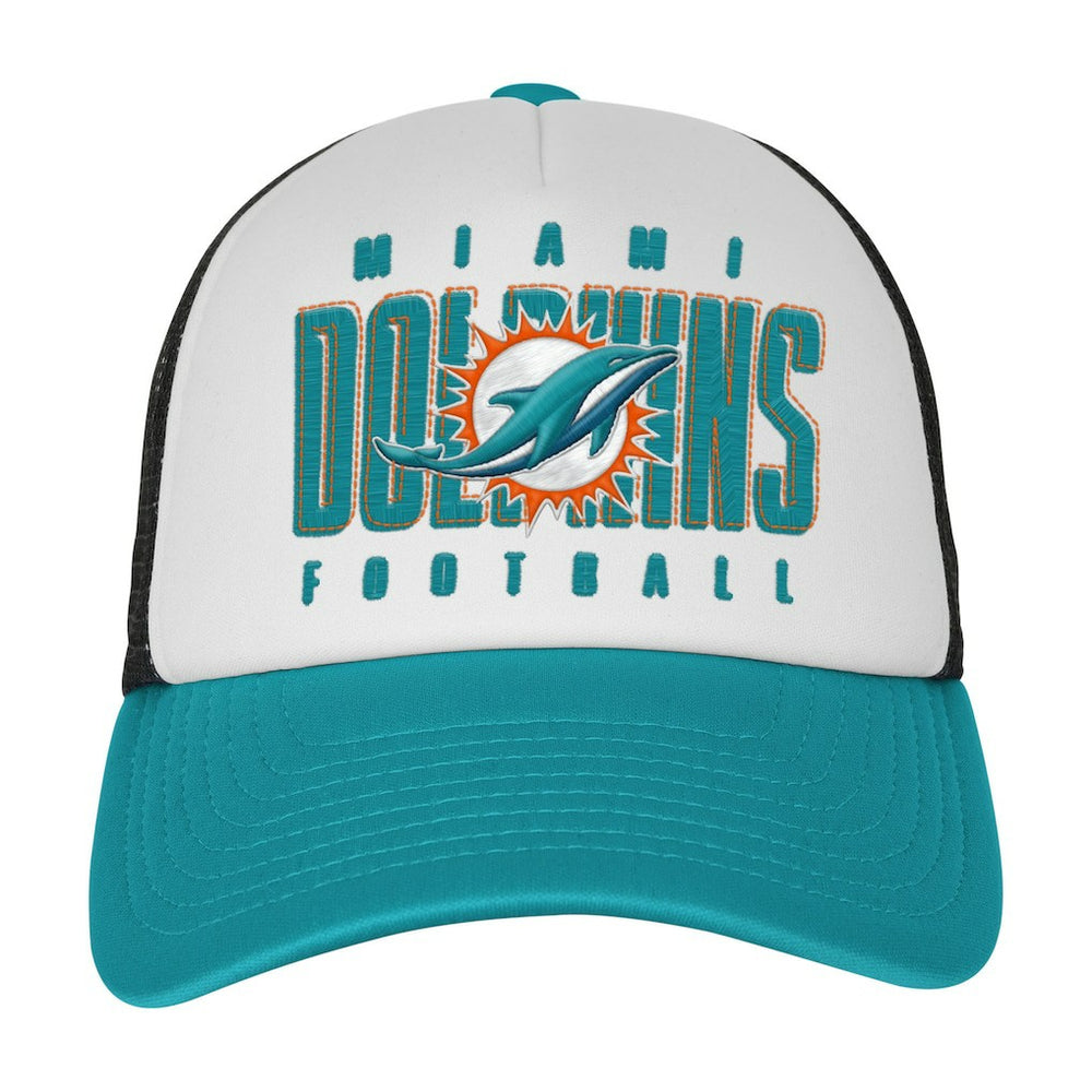 Miami Dolphins Youth Essentials Trucker Adjustable Hat - White/Aqua - NFL