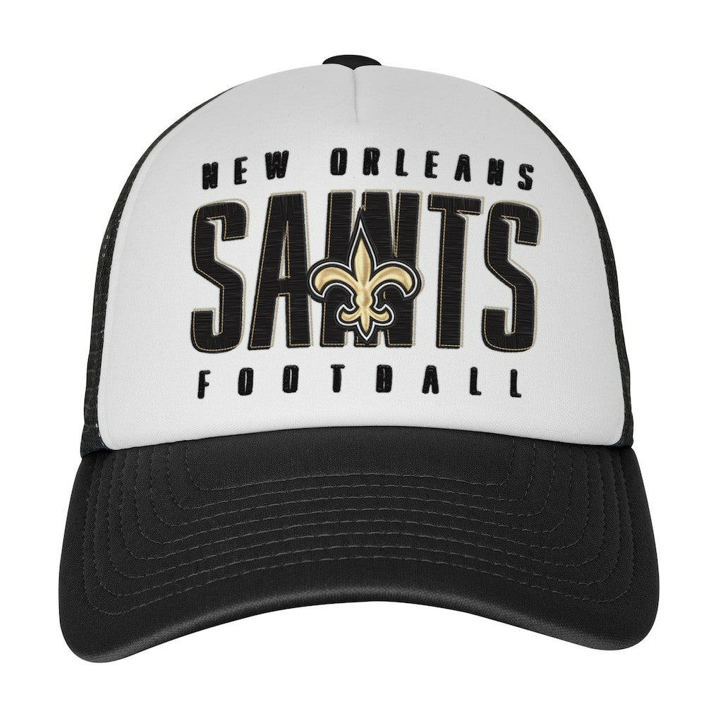 New Orleans Saints Youth Essentials Trucker Adjustable Hat - White/Black - NFL